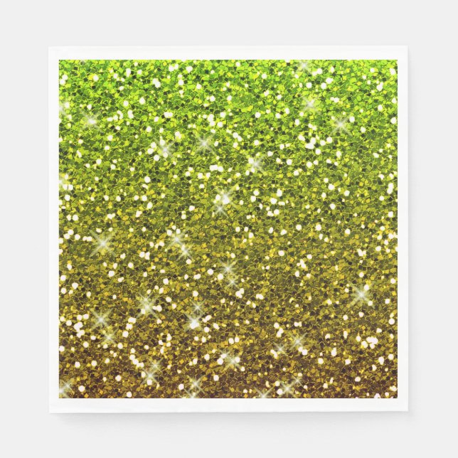 Serviette Jetable Parties scintillant en or vert clair chatoyantes (Devant)