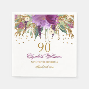 Serviette Jetable Parties scintillant florale Étincelant Améthyste 9