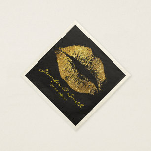 Serviette Jetable Parties scintillant or lèvres #2