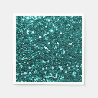 Serviette Jetable Parties scintillant Turquoise chic Faux
