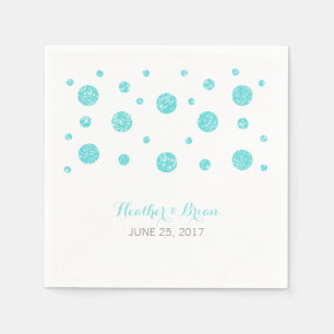 Serviette Jetable Parties scintillant Turquoise Confetti Mariage pap