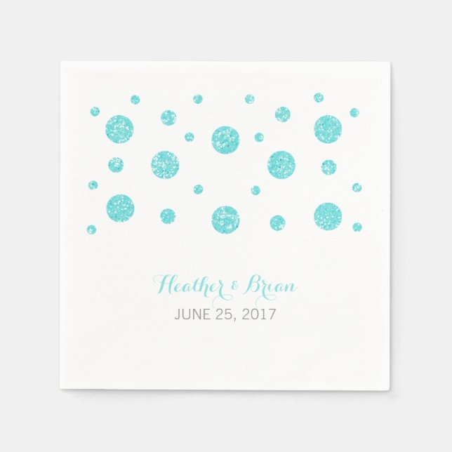 Serviette Jetable Parties scintillant Turquoise Confetti Mariage pap (Devant)