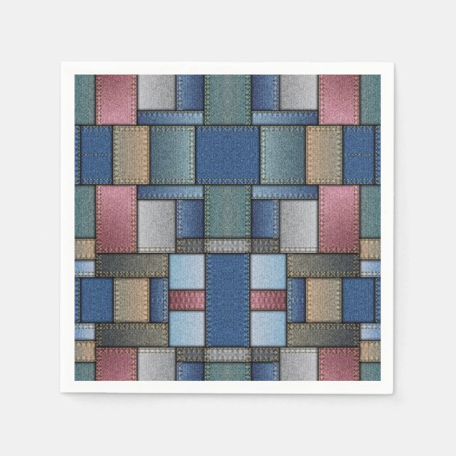 Serviette Jetable Patchwork Denim (Devant)