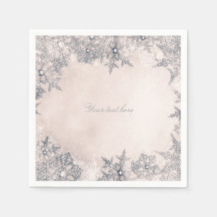 Serviette Jetable Pays des merveilles hivernal Crème Blanche Flocons