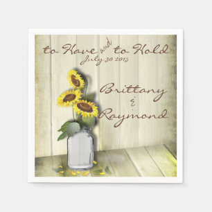 SERVIETTE JETABLE PAYS RUSTIQUE MASON JAR AVEC DES SOUFFRES
