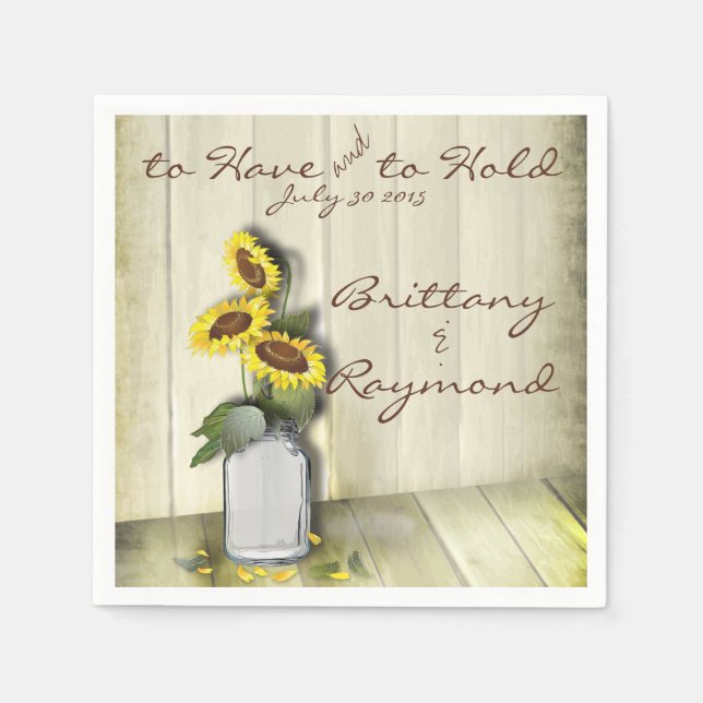 SERVIETTE JETABLE PAYS RUSTIQUE MASON JAR AVEC DES SOUFFRES (Devant)