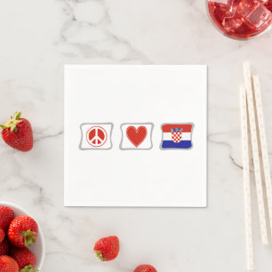 Serviette Jetable Peace Love et Carrés de Croatie