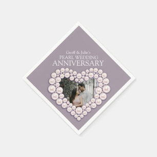Serviette Jetable Pearl 30e Mariage Anniversaire de photos du coeur 