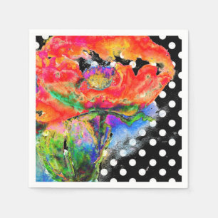 Serviette Jetable Peinture à l'aquarelle Red Poppy POIS