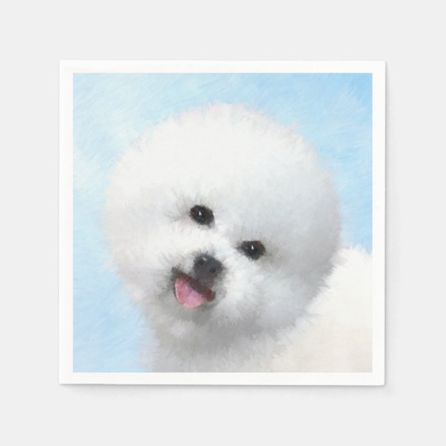 Serviette Jetable Peinture Bichon Frise - Cute Original Chien Art (Devant)