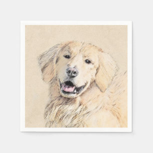 Serviette Jetable Peinture de Golden Retriever - Art de chien origin