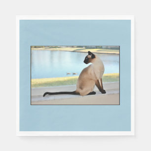 Serviette Jetable Peinture paisible de chat siamois