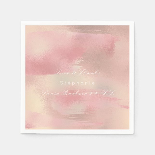 Serviette Jetable Peinture Rose Gold Ombre Blush Copper Nom personna (Devant)