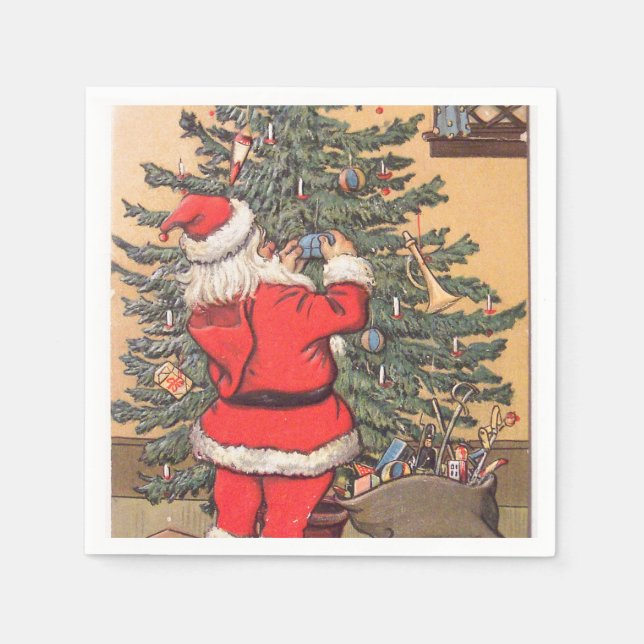 Serviette Jetable Père Noël Décoration de l'arbre de Noël (Devant)