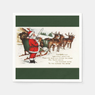 Serviette Jetable Père Noël et Sleigh avec Reindeer