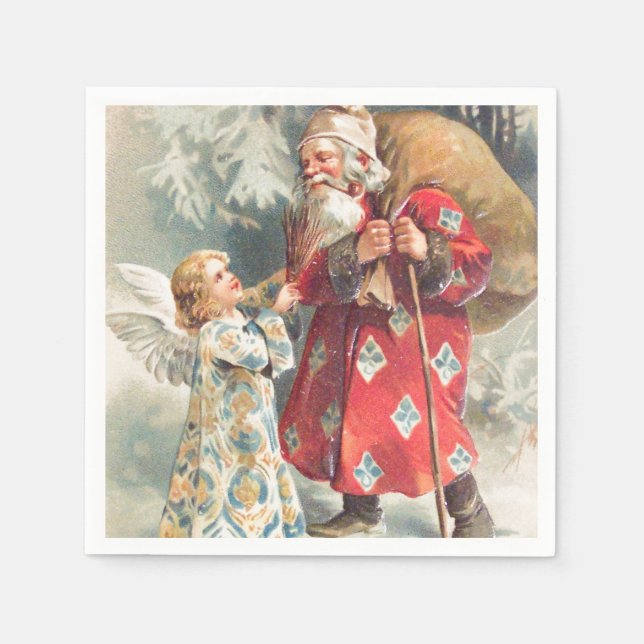 Serviette Jetable Père Noël - Meilleurs voeux de Noël (Devant)