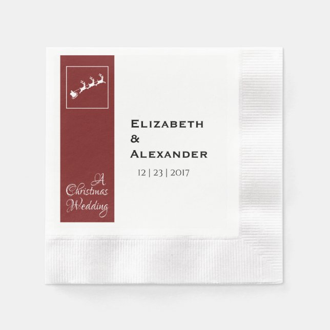 Serviette Jetable Père Noël Sleigh Noël Mariage Cocktail Napkins (Devant)