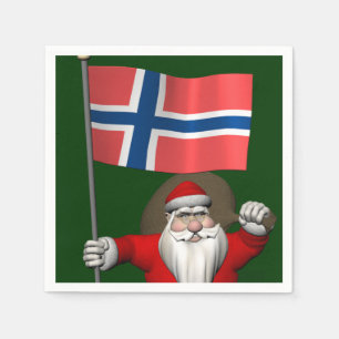 Serviette Jetable Père Noël Sucré Avec L'Ensigne De Norvège