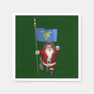 Serviette Jetable Père Noël visitant l'État du Castor