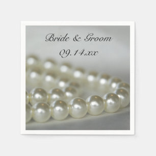 Serviette Jetable Perles Mariages blanches