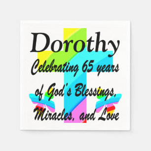 SERVIETTE JETABLE PERSONNALISÉ 65E ANNIVERSAIRE CHRÉTIEN NAPKINS