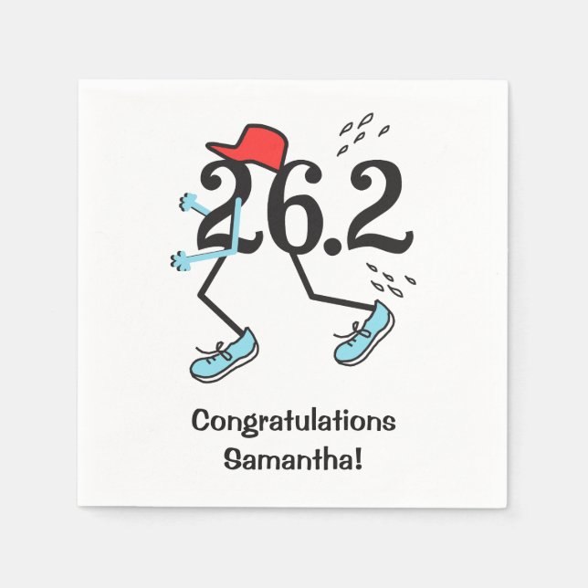 Serviette Jetable Personnalisé Funny 26.2 Marathoner Félicat Coureur (Devant)