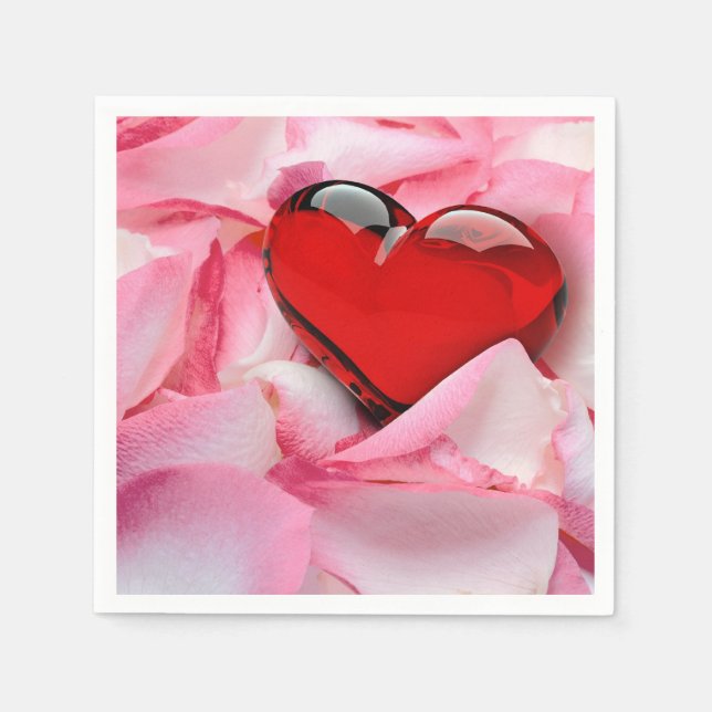 Serviette Jetable Pétales Roses en verre rouge (Devant)