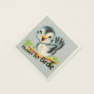 Serviette Jetable Petit Oiseau rétro mignon Né à Birdie Golfers Cade