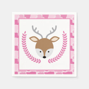 Serviette Jetable Petites serviettes roses de baby shower de cerfs