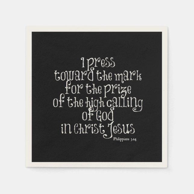 Serviette Jetable Philippiens 3.14 Verse de la Bible (Devant)