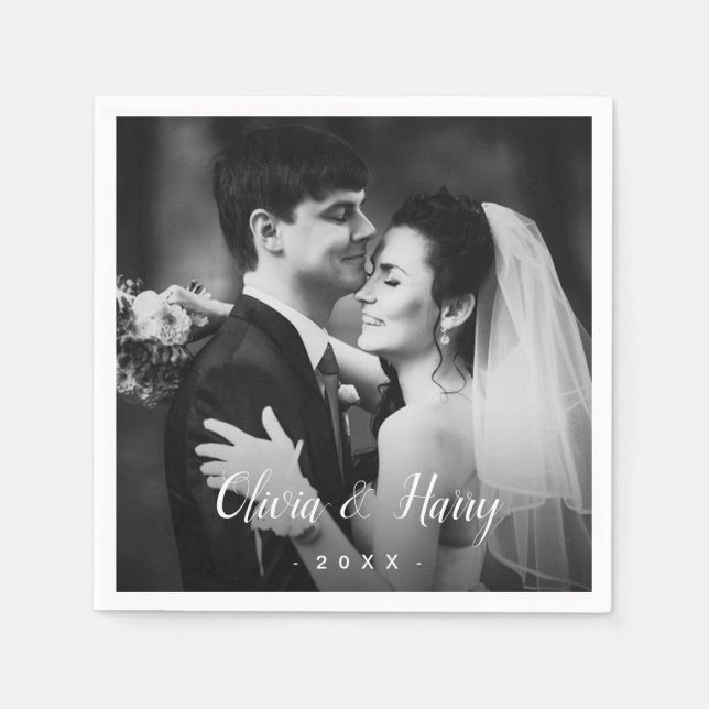 Serviette Jetable Photo personnalisée | Papier mariage (Devant)