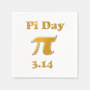 Serviette Jetable Pi Day Gold en blanc