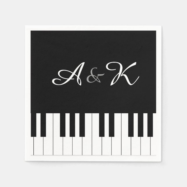 Serviette Jetable Piano Clavier Musique Mariage Set 50 Papier servie (Devant)