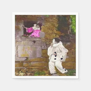 Serviette Jetable Pierrot et Columbine Cocktail Napkin