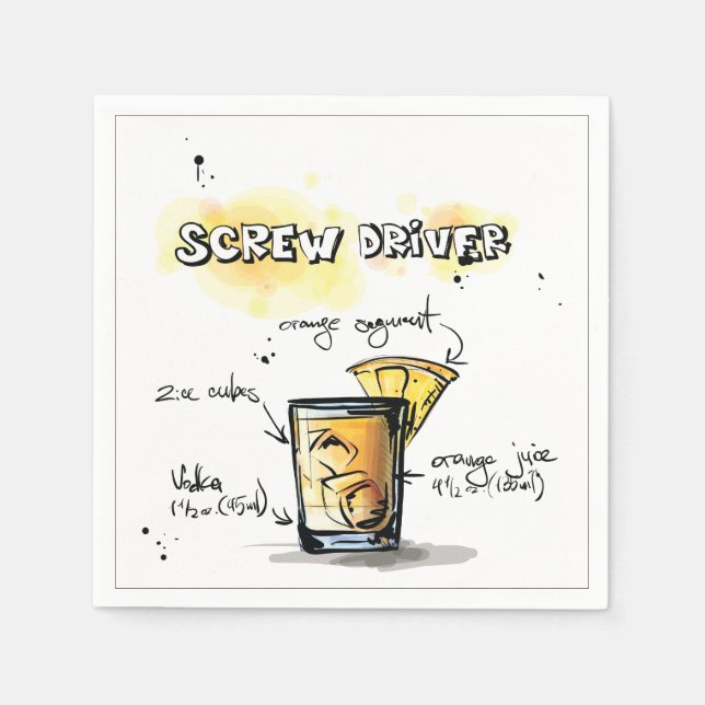 Serviette Jetable Pilote de vis Boire Recette Cocktail Napktail (Devant)