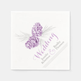 Serviette Jetable Pin d'hiver violet cône art mariage serviettes en 