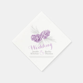 Serviette Jetable Pin d'hiver violet cône art mariage serviettes en 