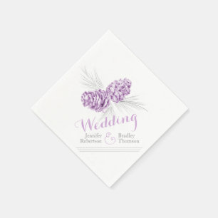 Serviette Jetable Pin d'hiver violet cône art mariage serviettes en