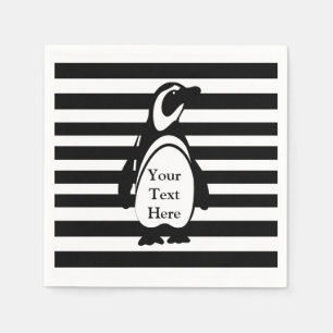 Serviette Jetable Pingouin et rayures