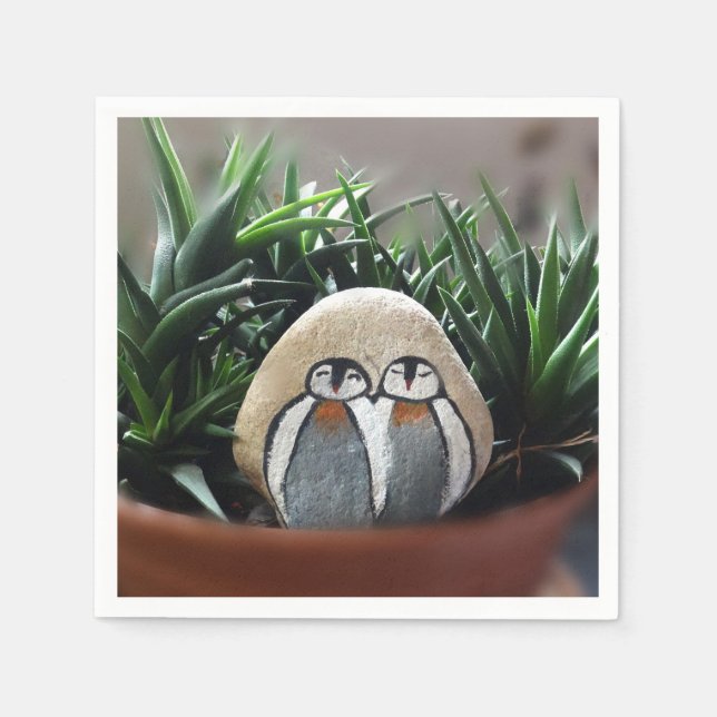 Serviette Jetable Pingouins Dessin Standard Papier à Cocktail (Devant)