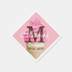 Serviette Jetable Pink Ice Cree Cone Monogram serviettes