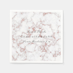 Serviette Jetable Pink Pearly Rose Gold White Gris Marble Party