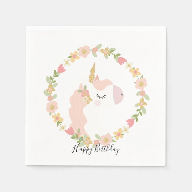 Serviette Jetable Pink Unicorne papier serviettes (Devant)