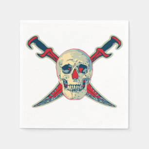 Serviette Jetable Pirate (Crâne) - Blanc standard Cocktail Papier Na