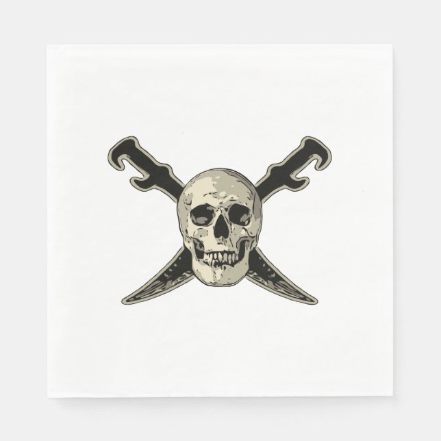 Serviette Jetable Pirate (Crâne) - Papier blanc standard pour déjeun (Devant)