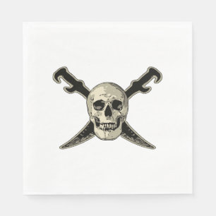 Serviette Jetable Pirate (crâne) - petit somme standard blanc de