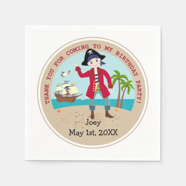 Serviette Jetable Pirate kid birthday (Devant)