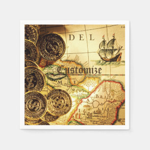 Serviette Jetable Pirates Gold Treasure Map serviettes