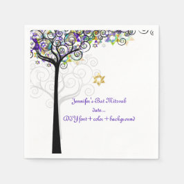 Serviette Jetable PixDezines ARBRE DE VIE/BAT MITZVAH/PURPLE