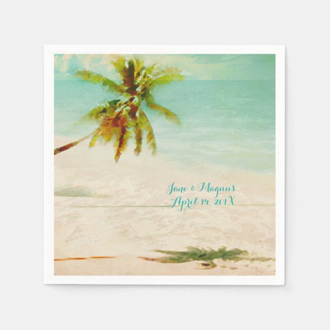 Serviette Jetable PixDezines Vintage Tropical Beach (Devant)